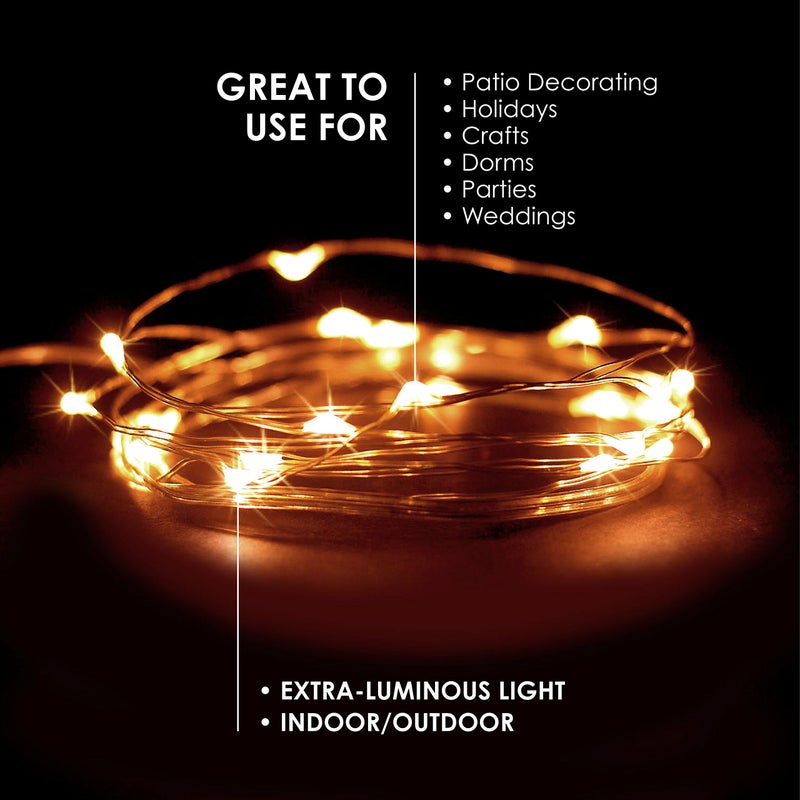 RTGS 2 Sets 20 LEDs Warm White Color String Lights Silver Wire Indoor and Outdoor 6.5 Feet Firefly Starry Fairy Lights Battery Powered for DIY, Christmas, Holidays, Party, Bedroom and Centerpieces - Image 5